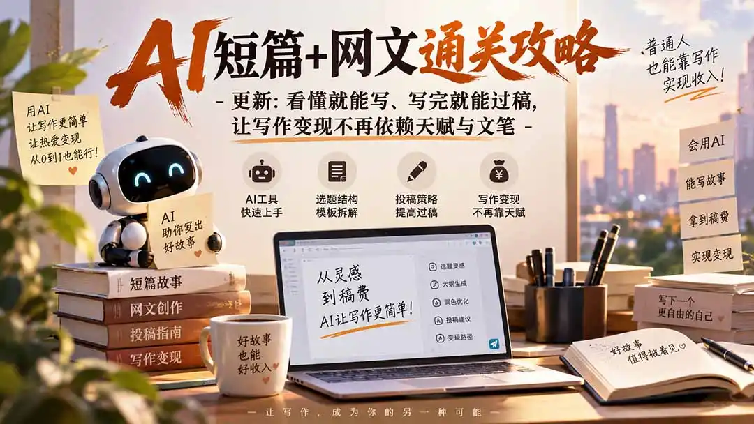 AI短篇+网文通关攻略-更新1009：看懂就能写、写完就能过稿，让写作变现不再依赖天赋与文笔-云启智联