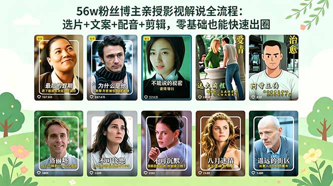 56万粉丝博主亲授影视解说全流程：选片+文案+配音+剪辑，零基础也能快速出圈-云启智联