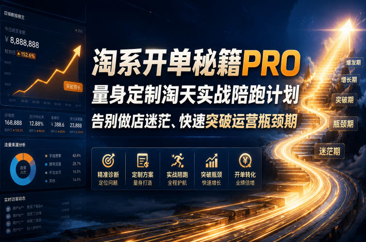 淘系开单秘籍PRO，量身定制淘天实战陪跑计划，告别做店迷茫、快速突破运营瓶颈期(20260709)-云启智联
