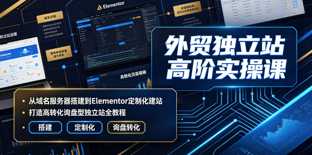 外贸独立站高阶实操课｜从域名服务器搭建到Elementor定制化建站，打造高转化询盘型独立站全教程-云启智联