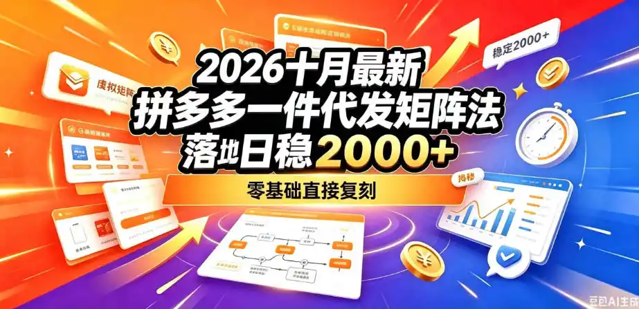 2026十月最新拼多多一件代发矩阵落地玩法，无需囤货压货，日稳入2k+，零基础直接复刻【揭秘】-云启智联
