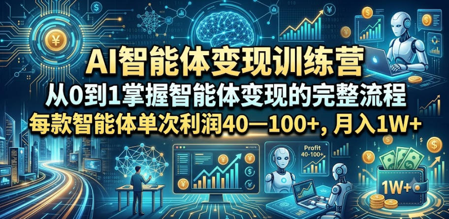 AI智能体变现训练营，从0到1掌握智能体变现的完整流程，每款智能体单次利润40—100+，月入1W+-云启智联
