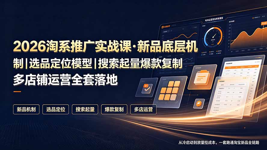 2026淘系推广实战课·新品底层机制｜选品定位模型｜搜索起量爆款复制多店铺运营全套落地教程-云启智联