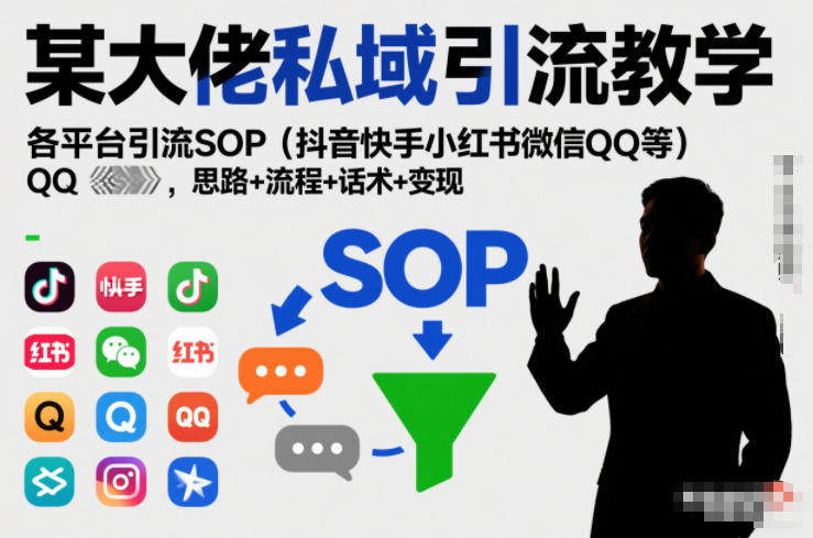某大佬私域引流教学，各平台引流SOP(抖音快手小红书微信QQ等)，思路+流程+话术+变现(更新0708)-云启智联