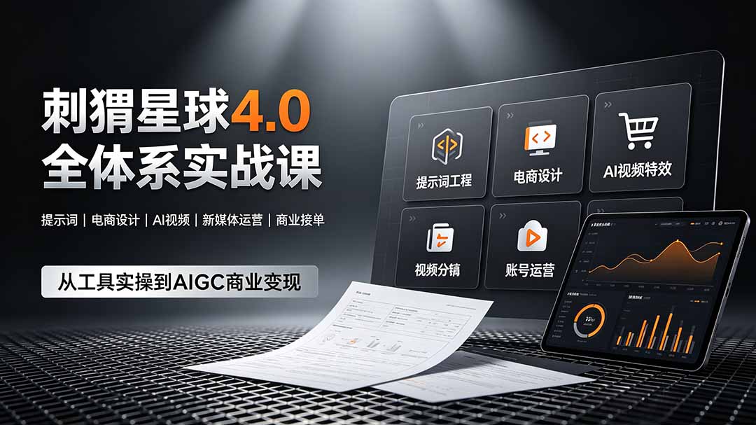 刺猬星球4.0全体系实战课，覆盖提示词工程、电商设计、AI视频特效与新媒体运营，一站式掌握AIGC商业核心技能-云启智联