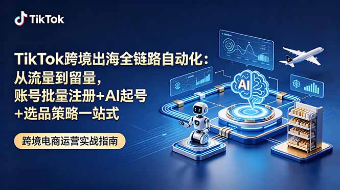 TikTok跨境出海全链路自动化：从流量到留量，账号批量注册+AI起号+选品策略一站式-云启智联