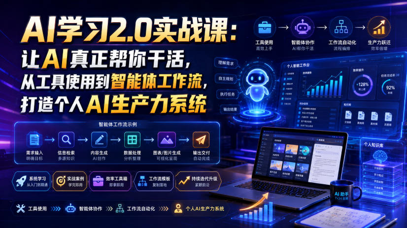 AI学习2.0实战课：让AI真正帮你干活，从工具使用到智能体工作流，打造个人AI生产力系统-云启智联