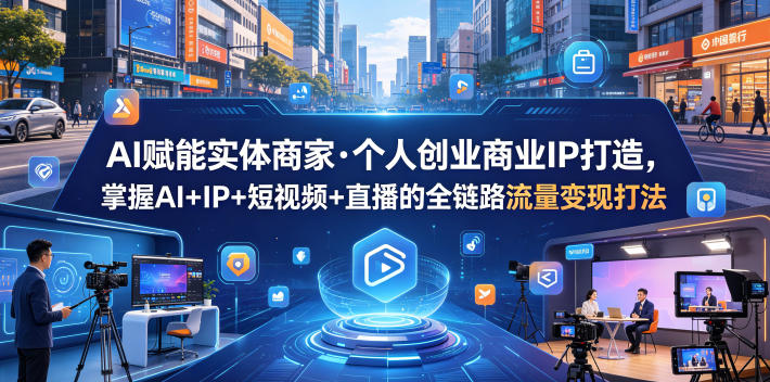 AI赋能实体商家·个人创业商业IP打造，掌握AI+IP+短视频+直播的全链路流量变现打法-云启智联