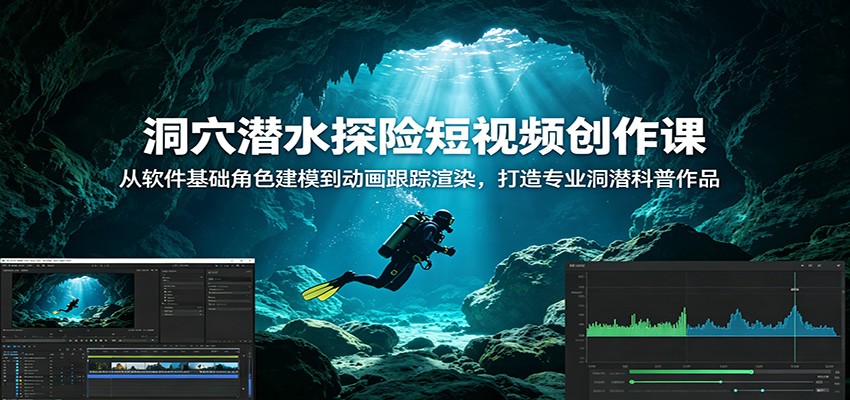 洞穴潜水探险短视频创作课：从软件基础角色建模到动画跟踪渲染，打造专业洞潜科普作品-云启智联