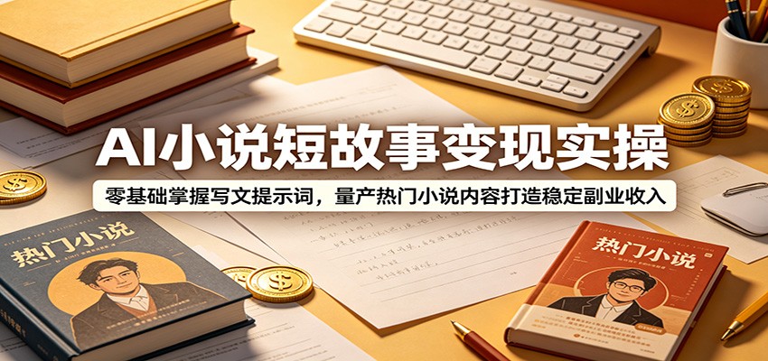 AI小说短故事变现实操：零基础掌握写文提示词，量产热门小说内容打造稳定副业收入-云启智联