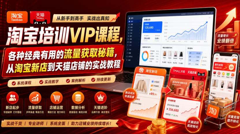 淘宝培训VIP课程，各种经典有用的流量获取秘籍，从淘宝新店到天猫店铺的实战教程(更新7月)-云启智联