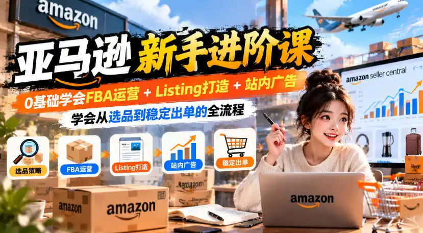 亚马逊新手进阶课,0基础学会FBA运营+Listing打造+站内广告,学会从选品到稳定出单的全流程-云启智联