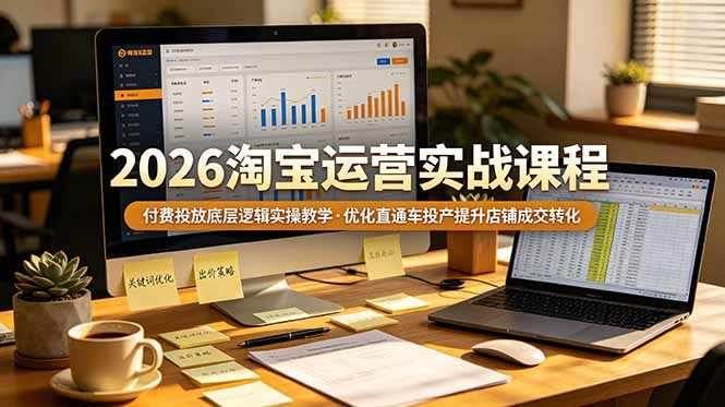 2026 淘宝运营实战课程，付费投放底层逻辑实操教学，优化直通车投产提升店铺成交转化-云启智联
