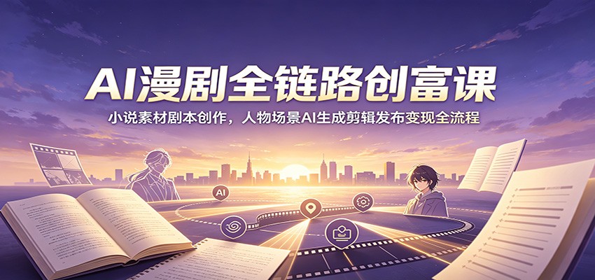 AI漫剧全链路创富课：小说素材剧本创作，人物场景AI生成剪辑发布变现全流程-云启智联