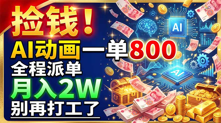 捡钱！AI动画一单800，全程派单，月入2W，别再打工了-云启智联