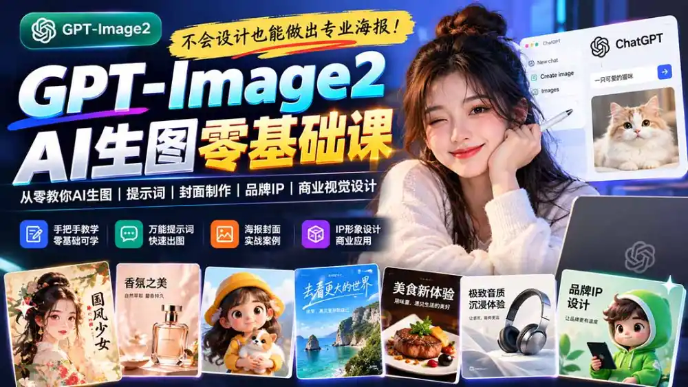 不会设计也能做出专业海报！GPT-Image2从零教你AI生图、提示词、封面制作、品牌IP与商业视觉设计-云启智联