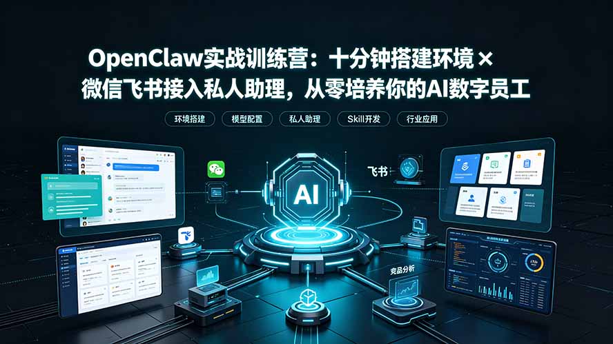 OpenClaw实战特训营：十分钟搭建环境×微信飞书接入私人助理，从零培养你的AI数字员工-云启智联
