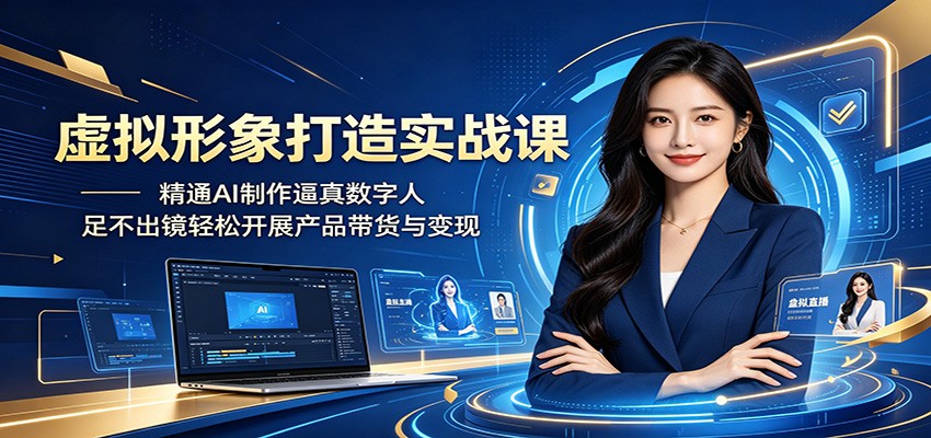 虚拟形象打造实战课:精通AI制作逼真数字人,足不出镜轻松开展产品带货与变现-云启智联