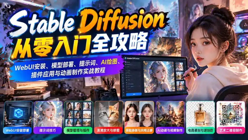 Stable Diffusion从零入门全攻略:WebUI安装、模型部署、提示词、AI绘图、插件应用与动画制作实战教程-云启智联