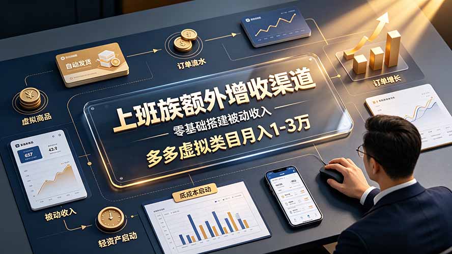上班族额外增收渠道，零基础搭建被动收入，多多虚拟类目月入 1-3 万-云启智联