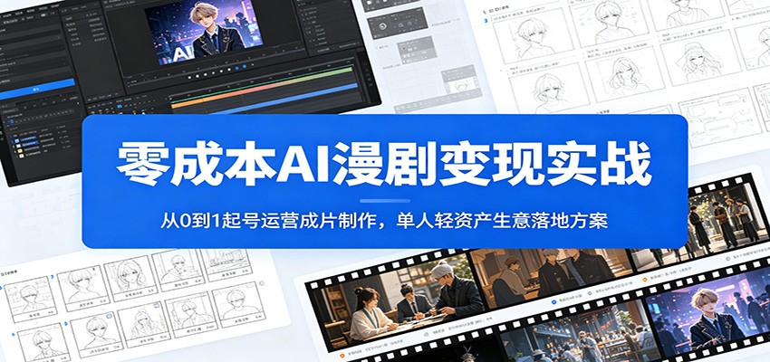 零成本AI漫剧变现实战：从0到1起号运营成片制作，单人轻资产生意落地方案-云启智联