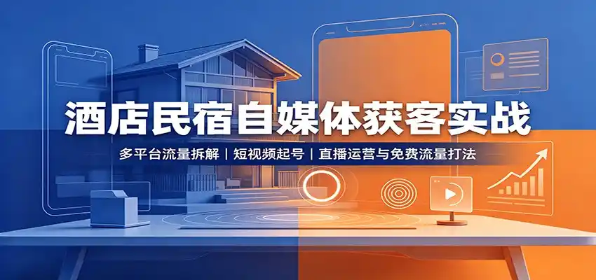 酒店民宿自媒体获客实战:多平台流量拆解,短视频起号,直播运营与免费流量打法-云启智联