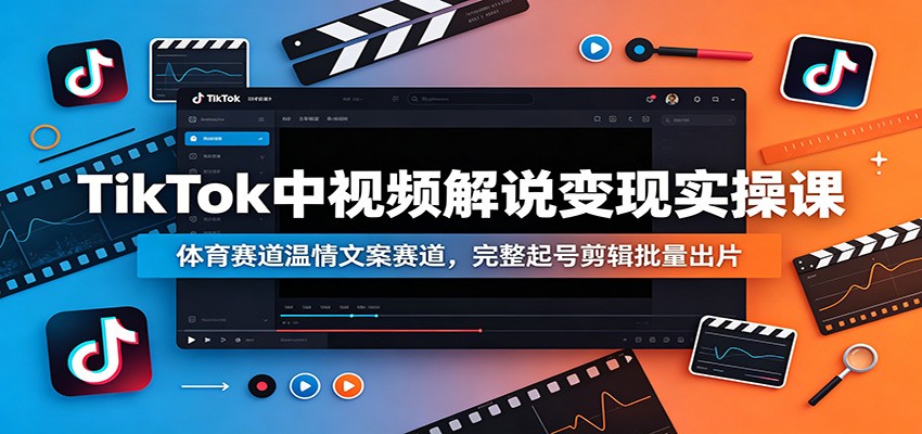 TikTok中视频解说变现实操课：体育赛道温情文案赛道，完整起号剪辑批量出片-云启智联