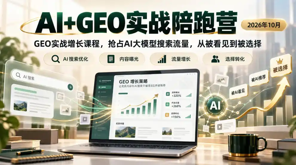 AI+GEO实战陪跑营2026年10月，GEO实战增长课程，抢占AI大模型搜索流量，从被看见到被选择-云启智联