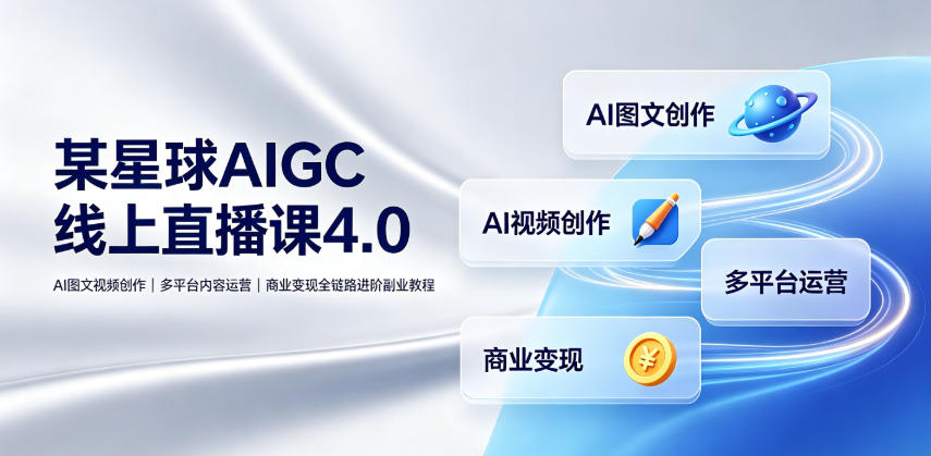 某星球AIGC线上直播课4.0｜AI图文视频创作、多平台内容运营、商业变现全链路进阶副业教程-云启智联
