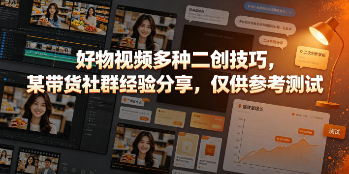 好物视频多种二创技巧，某带货社群经验分享，仅供参考测试-云启智联