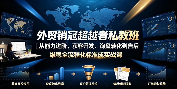 外贸销冠超越者私教班｜从能力进阶、获客开发、询盘转化到售后维稳全流程标准化成交实战课-云启智联