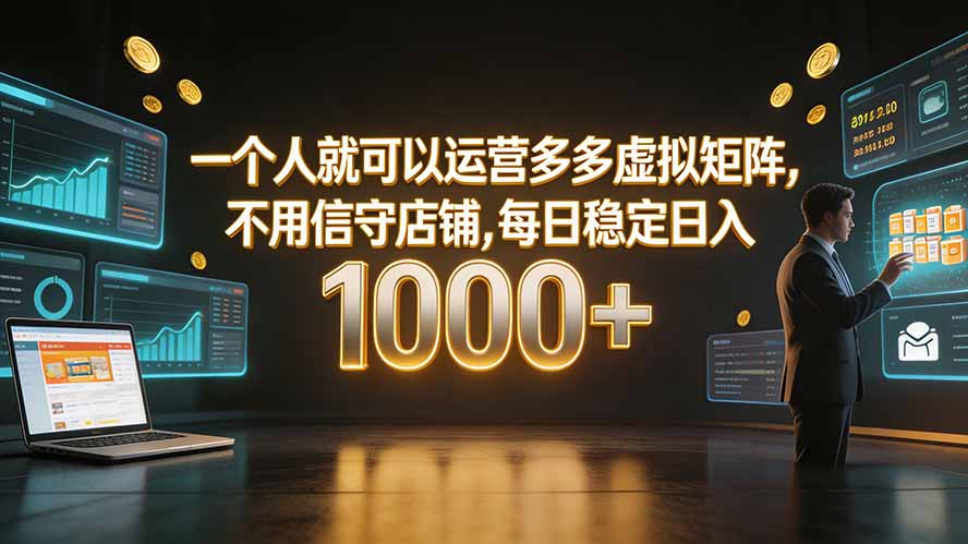 一个人就可以运营多多虚拟矩阵，不用值守店铺，每日稳定日入 1000+-云启智联