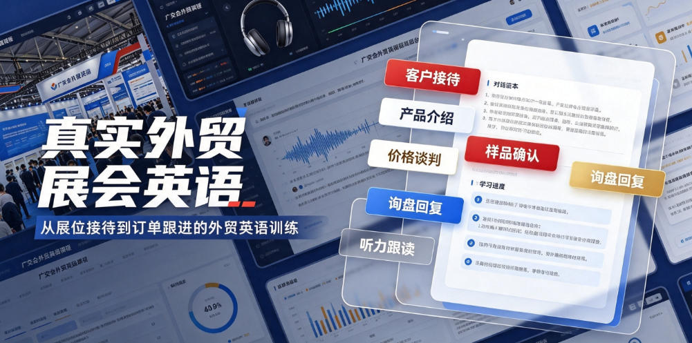 真实外贸展会英语，广交会外贸口语听力突击课程【音频】-云启智联