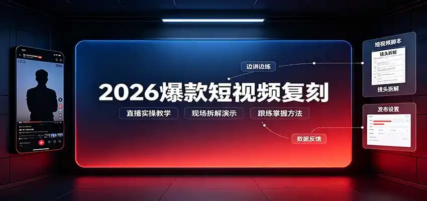 2026爆款短视频复刻：直播实操教学，配套文字文档掌握全流程-云启智联