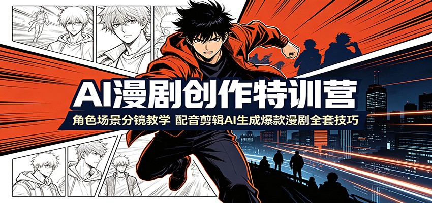 AI漫剧创作特训营：角色场景分镜教学，配音剪辑AI生成爆款漫剧全套技巧-云启智联