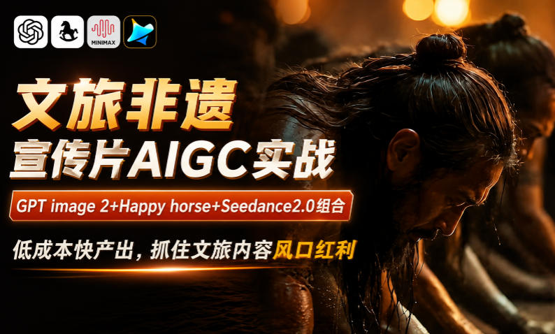 文旅非遗宣传片AIGC实战，GPT image 2+Happy horse+Seedance2.0组合，低成本快产出，抓住文旅内容风口红利-云启智联