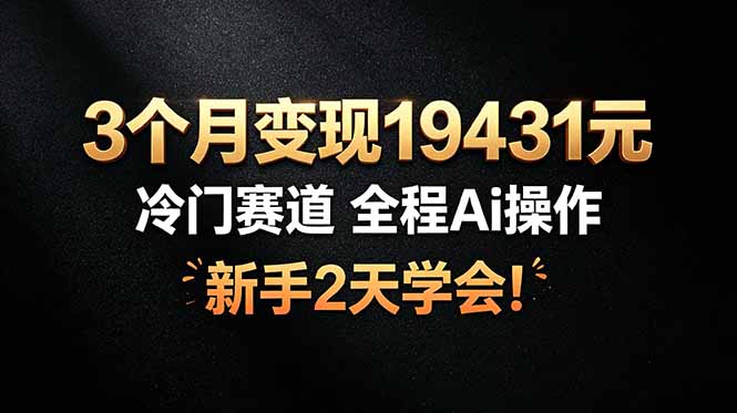 3个月变现19431元，冷门赛道 全程Ai操作，新手2天学会！-云启智联