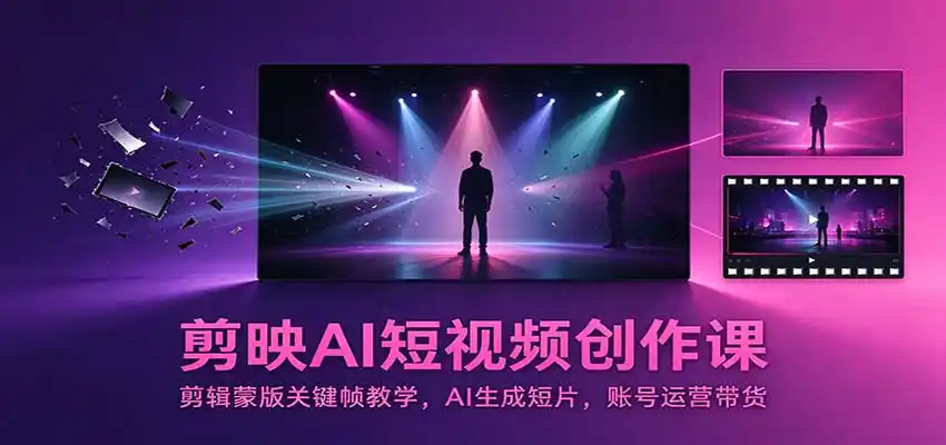 剪映AI短视频创作课:剪辑蒙版关键帧教学,AI生成短片,账号运营带货-云启智联