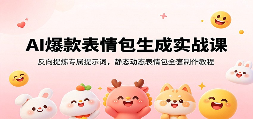 AI爆款表情包生成实战课：反向提炼专属提示词，静态动态表情包全套制作教程-云启智联