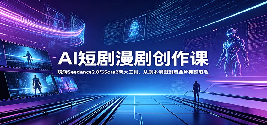 AI短剧漫剧创作课:玩转Seedance2.0与 Sora2两大工具,从剧本制图到商业片完整落地-云启智联