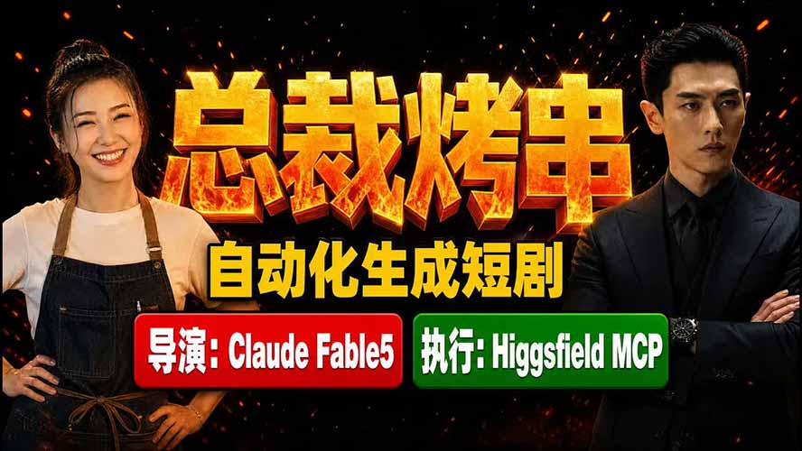 《总裁烤串》真人短剧全自动诞生！Claude Fable5 当导演，Higgsfield MCP 执行！-云启智联