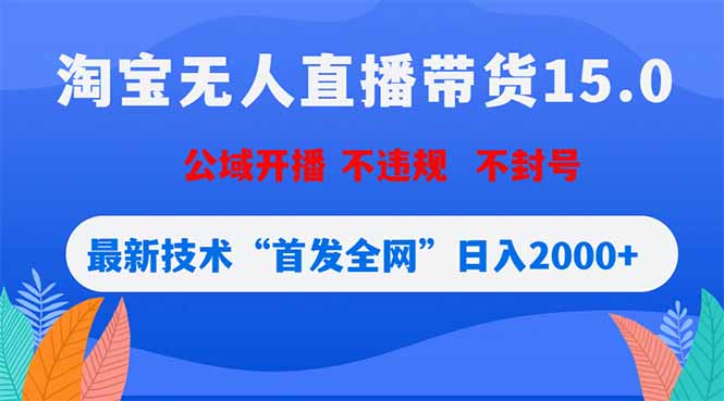 淘宝无人直播带货15.0，不封号，不违规，公域玩法，首发全网日入2000+-云启智联