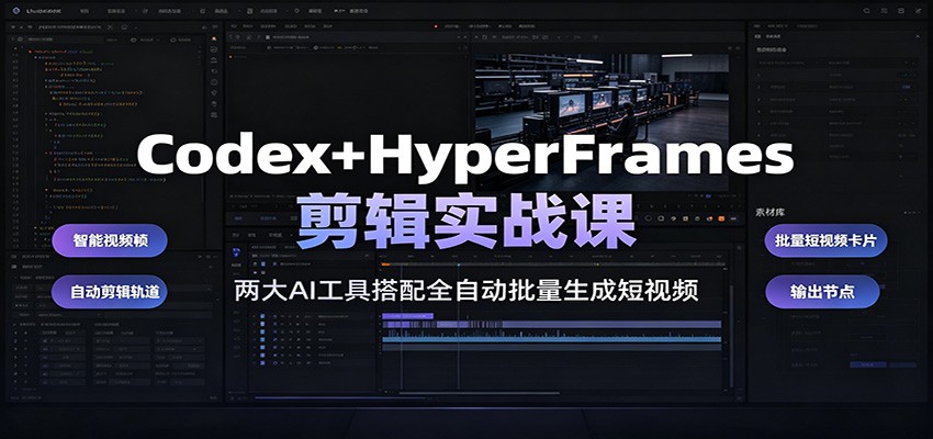 Codex+HyperFrames剪辑实战课：两大AI工具搭配全自动批量生成短视频-云启智联
