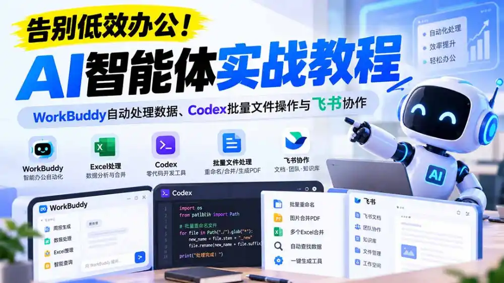 【无水印】告别低效办公！《AI智能体实战教程》WorkBuddy自动处理数据、Codex批量文件操作与飞书协作-云启智联