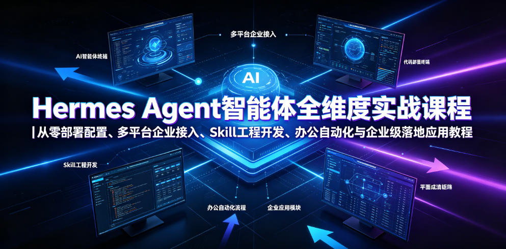 Hermes Agent智能体全维度实战课程｜从零部署配置、多平台企业接入、Skill工程开发、办公自动化与企业级落地应用教程-云启智联