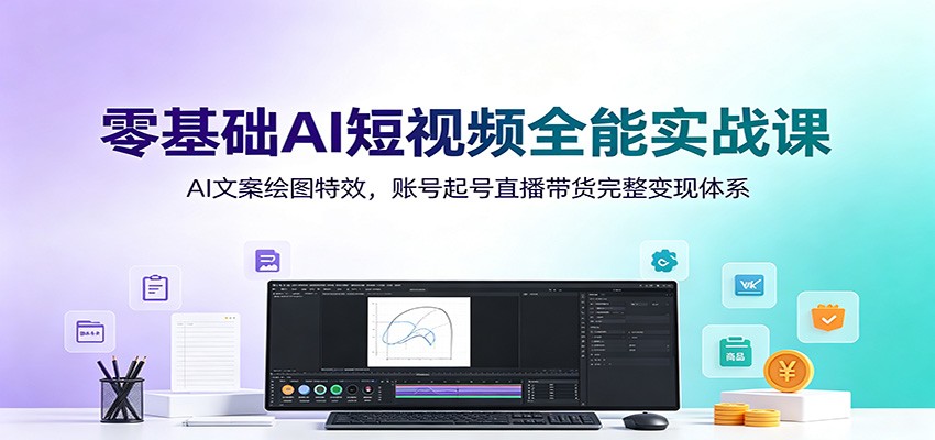 零基础AI短视频全能实战课：AI文案绘图特效，账号起号直播带货完整变现体系-云启智联