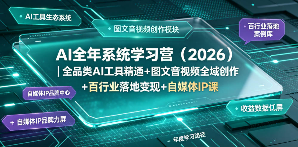 AI全年系统学习营(2026)｜全品类AI工具精通+图文音视频全域创作+百行业落地变现+自媒体IP打造年度进阶大课-云启智联