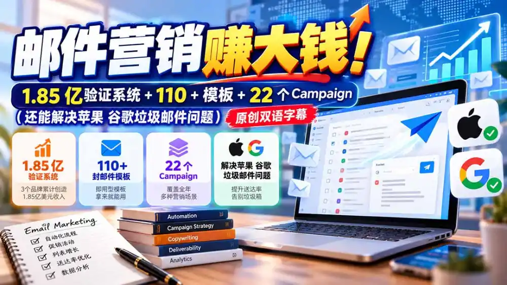 邮件营销赚大钱！1.85亿验证系统+110+模板+22个Campaign(还能解决苹果 谷歌垃圾邮件问题-云启智联