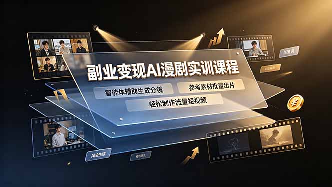 副业变现AI漫剧实训课程，智能体辅助生成分镜，参考素材批量出片，轻松制作流量短视频-云启智联