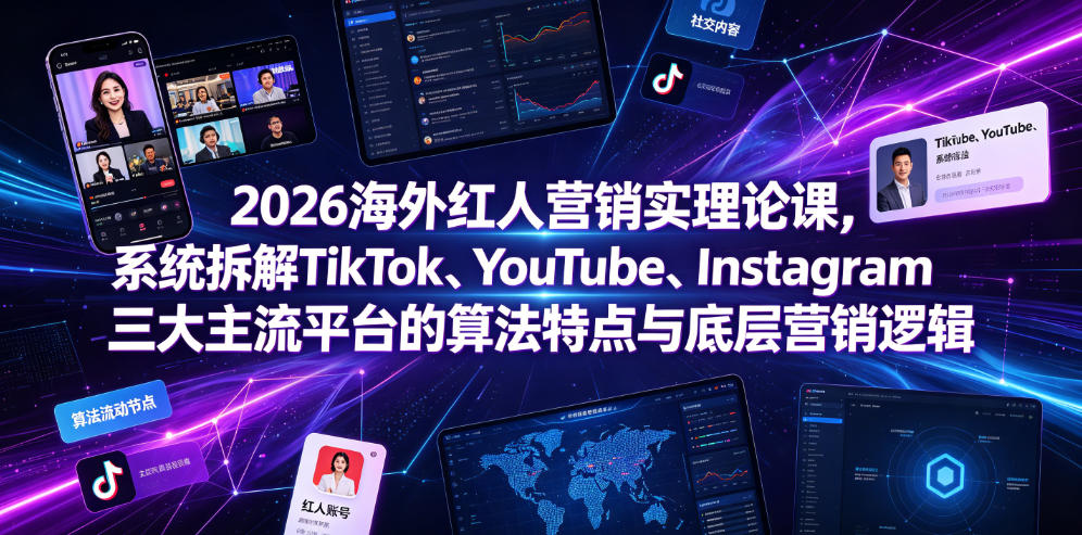 2026海外红人营销实理论课，系统拆解TikTok、YouTube、Instagram三大主流平台的算法特点与底层营销逻辑-云启智联